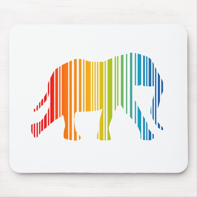 Elephant with Colour Bar Code Mouse Mat (Front)