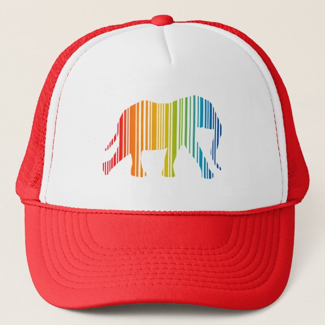 Elephant with Colour Bar Code Trucker Hat (Front)