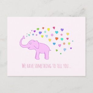 Elephant with colour hearts postcard