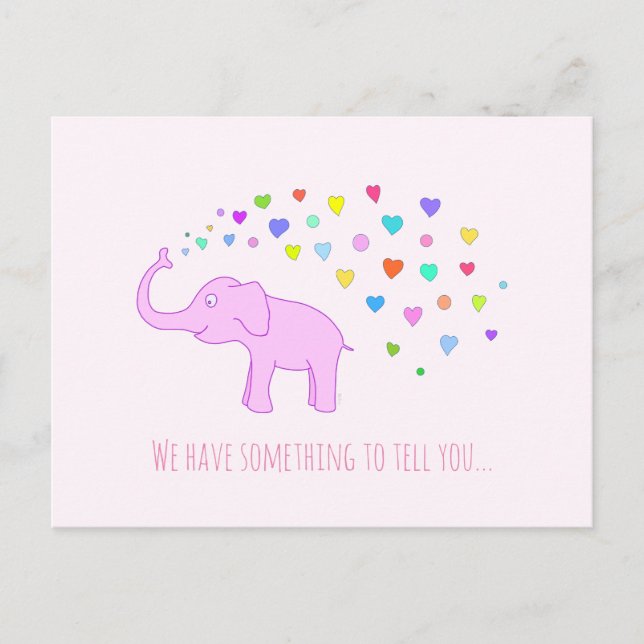 Elephant with colour hearts postcard (Front)