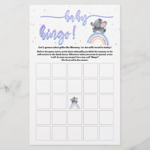 Elephant with Colourful Rainbow Baby Bingo Game