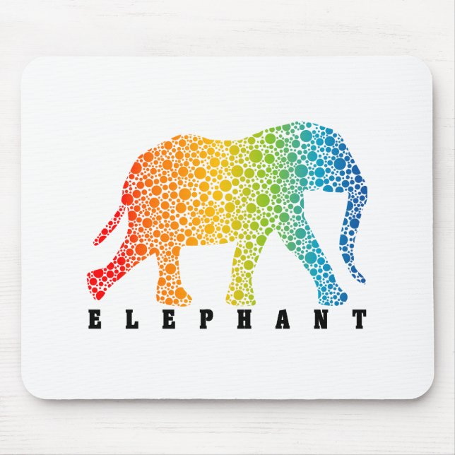 Elephant with Colours Mouse Mat (Front)