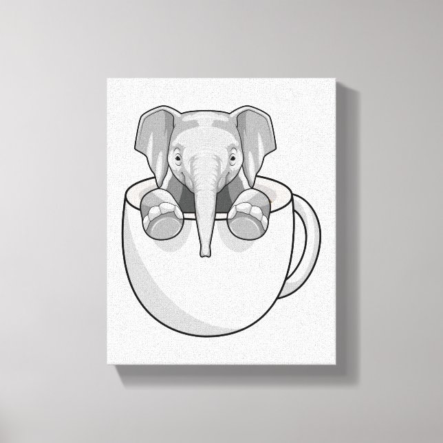 Elephant with Cup Canvas Print (Front)