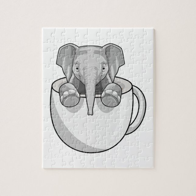 Elephant with Cup Jigsaw Puzzle (Vertical)