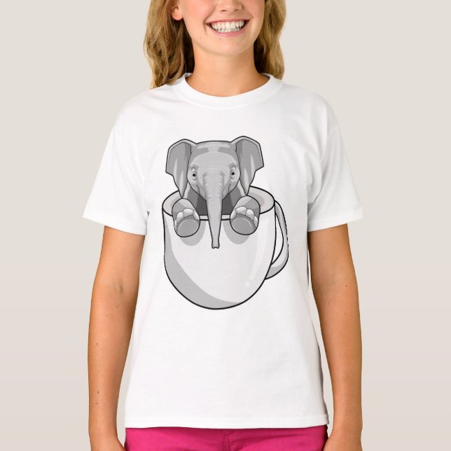 Elephant with Cup T-Shirt (Front)