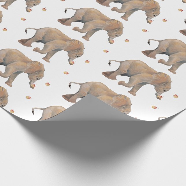 Elephant with cupcakes XL gift wrap (Corner)
