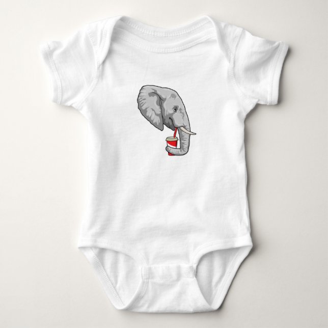 Elephant with Drink Baby Bodysuit (Front)