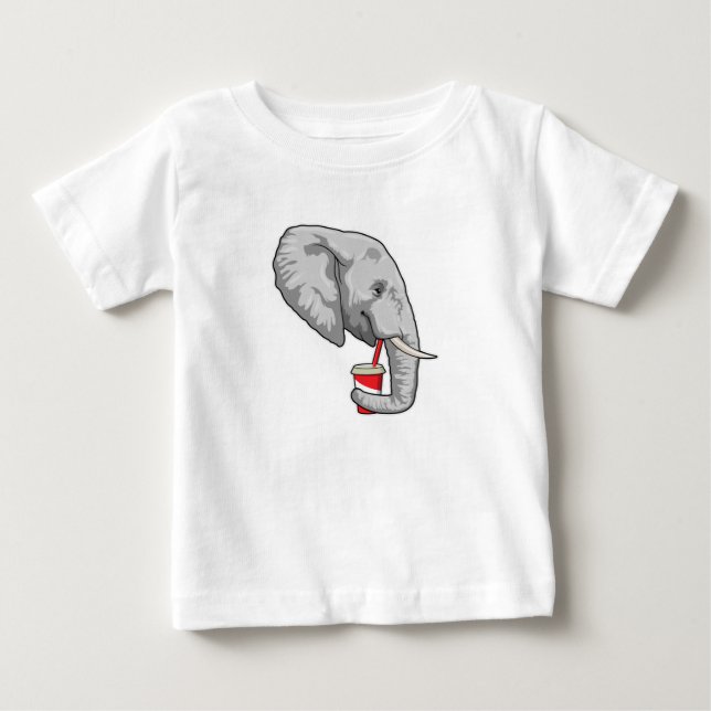 Elephant with Drink Baby T-Shirt (Front)