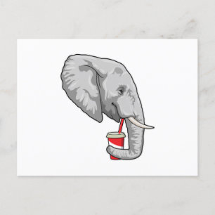 Elephant with Drink Postcard