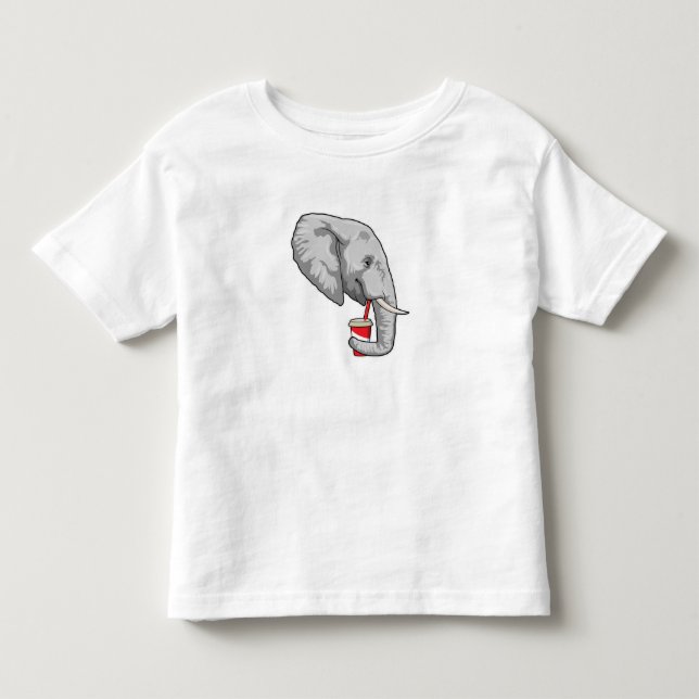 Elephant with Drink Toddler T-Shirt (Front)