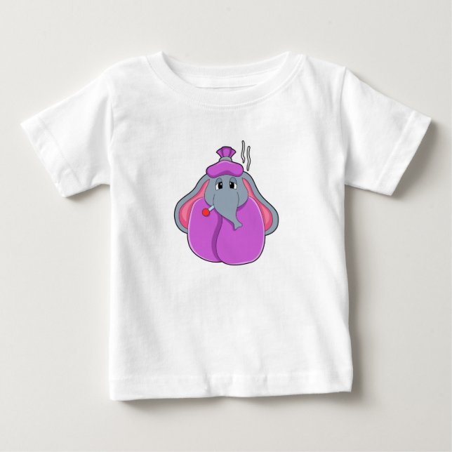 Elephant with Fever thermometer Baby T-Shirt (Front)
