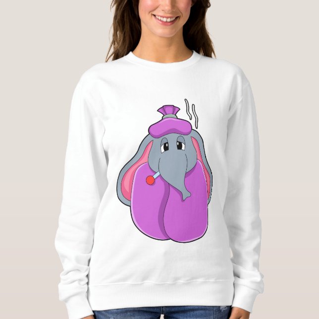Elephant with Fever thermometer Sweatshirt (Front)