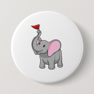 Elephant with Flag 7.5 Cm Round Badge