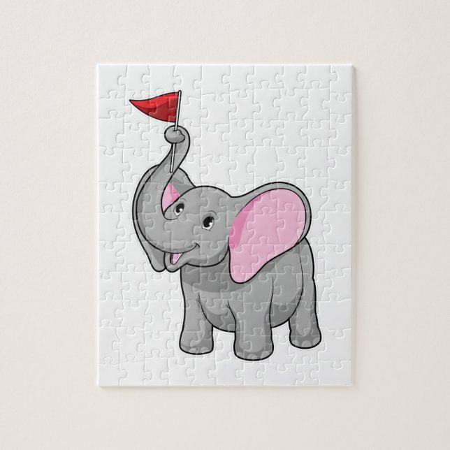 Elephant with Flag Jigsaw Puzzle (Vertical)