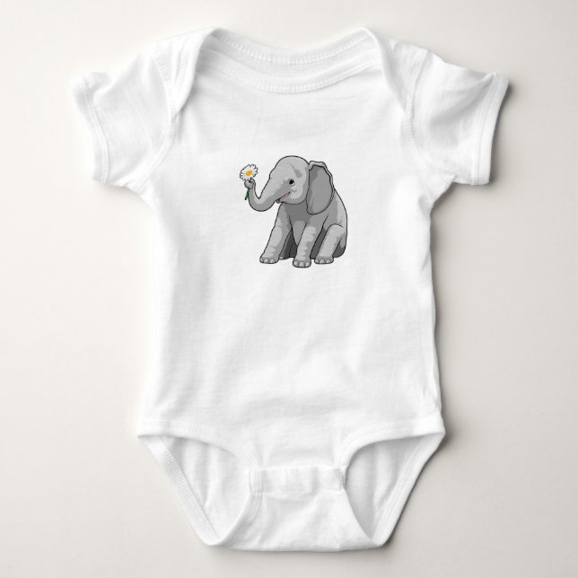 Elephant with Flower Baby Bodysuit (Front)