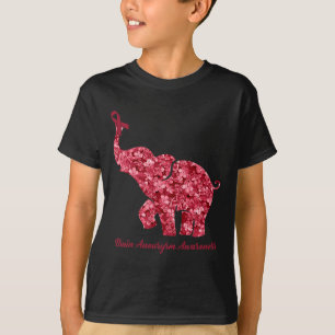 Elephant With Flower Brain Aneurysm Awareness Ribb T-Shirt