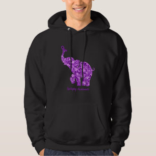 Elephant With Flower Epilepsy Awareness Ribbon Hoodie
