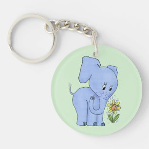 Elephant with flower key ring