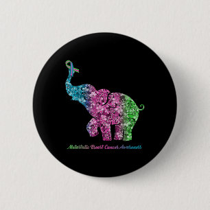 Elephant With Flower Metastatic Breast Cancer Awar 6 Cm Round Badge