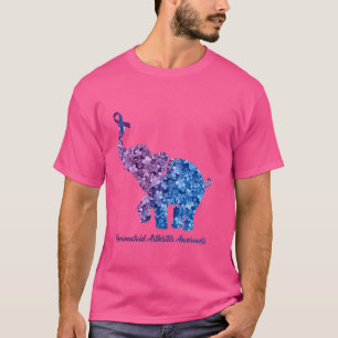 Elephant With Flower Rheumatoid Arthritis Awarenes T-Shirt