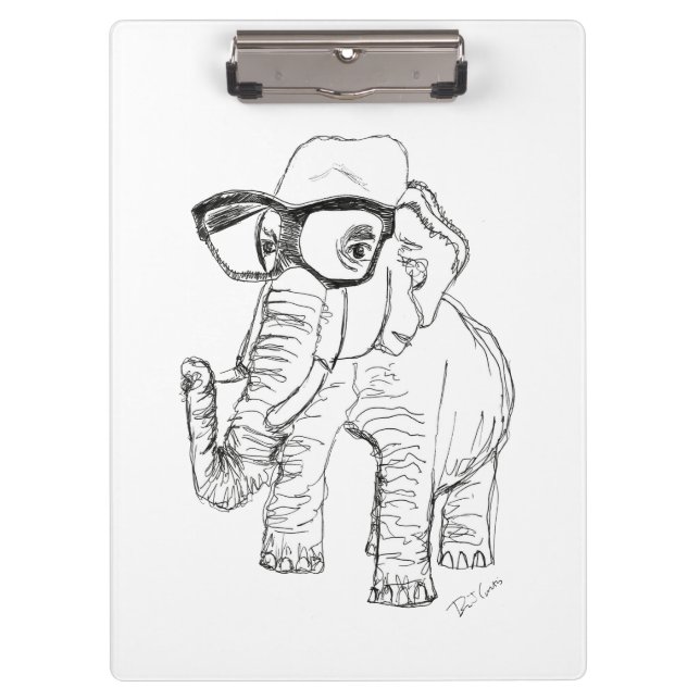 Elephant with Glasses Clipboard (Front)