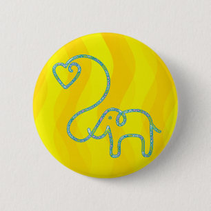 ELEPHANT with heart 6 Cm Round Badge