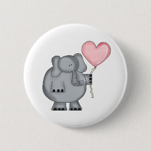 Elephant with Heart Balloon 6 Cm Round Badge