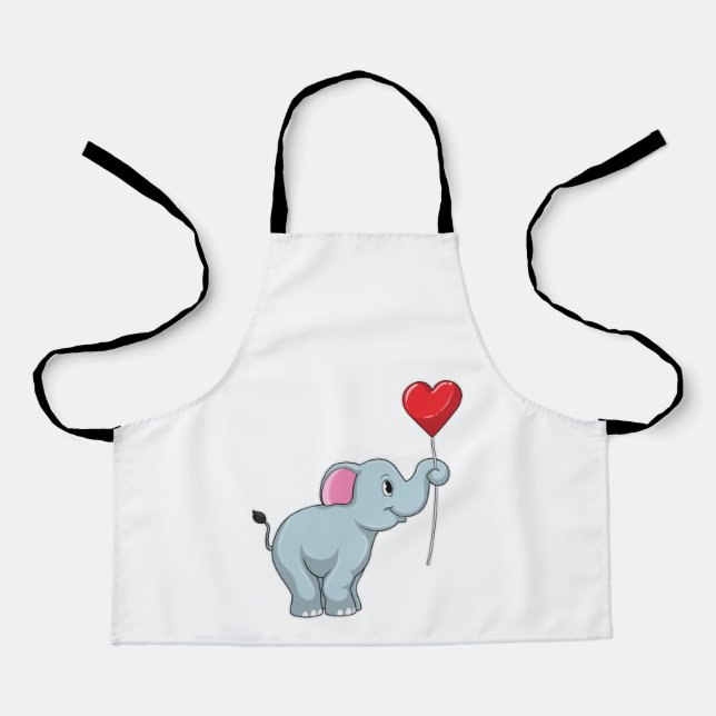 Elephant with Heart Balloon Apron (Front)