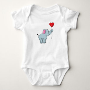 Elephant with Heart Balloon Baby Bodysuit