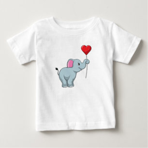 Elephant with Heart Balloon Baby T-Shirt