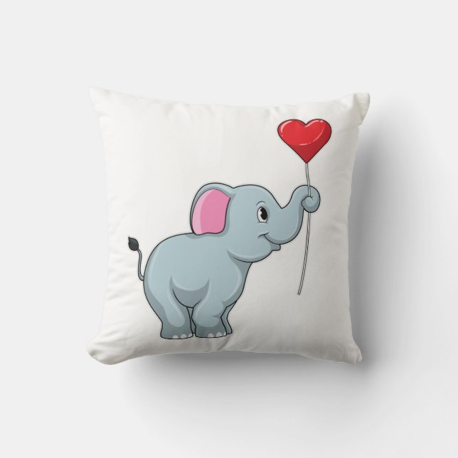 Elephant with Heart Balloon Cushion (Front)