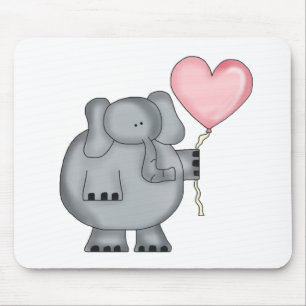 Elephant with Heart Balloon Mouse Mat