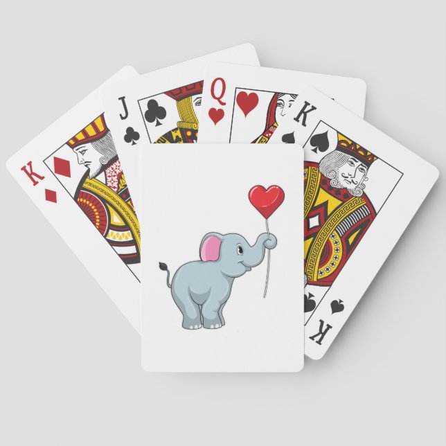 Elephant with Heart Balloon Playing Cards (Back)