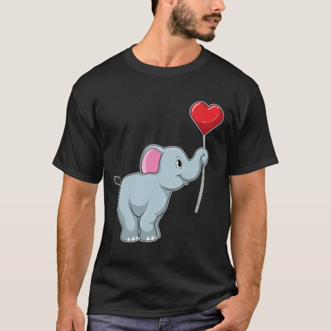 Elephant with Heart Balloon T-Shirt (Front)