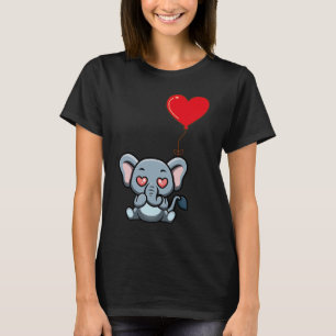 Elephant With Heart Balloon Valentines Day Love Bo T-Shirt