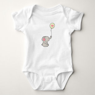 Elephant with Heart in Ballon Baby Bodysuit