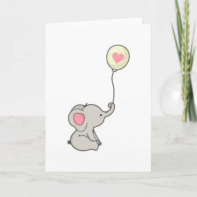 Elephant with Heart in Ballon Card (Front)