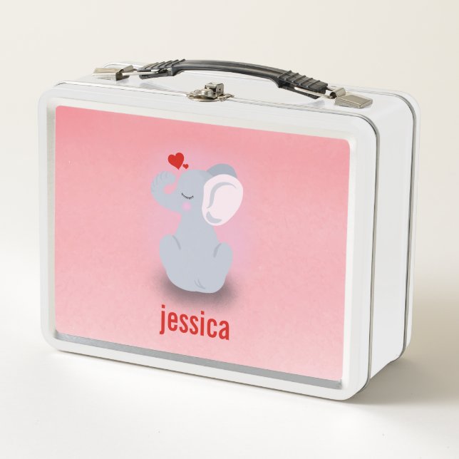 Elephant With Heart Metal Lunch Box (Front)