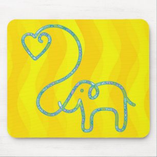 ELEPHANT with heart Mouse Mat