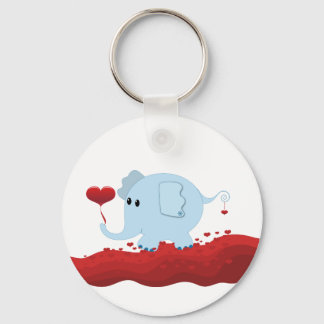 Elephant with hearts key ring