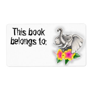 Elephant with Hibiscus Book Plate