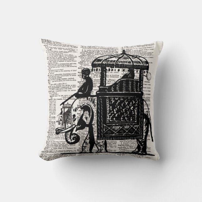 Elephant with Howdah Dictionary Art Cushion (Front)