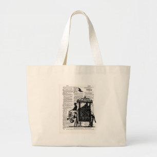 Elephant with Howdah Dictionary Art Large Tote Bag