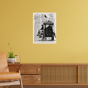 Elephant with Howdah Dictionary Art Poster