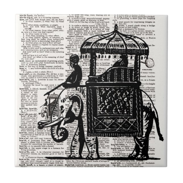 Elephant with Howdah Dictionary Art Tile (Front)