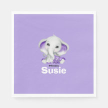 Elephant with lavender teddy bear paper napkin