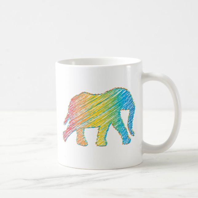 Elephant with Lines Coffee Mug (Right)