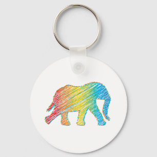 Elephant with Lines Key Ring