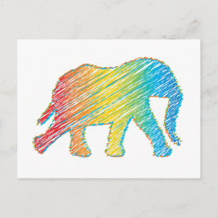 Elephant with Lines Postcard