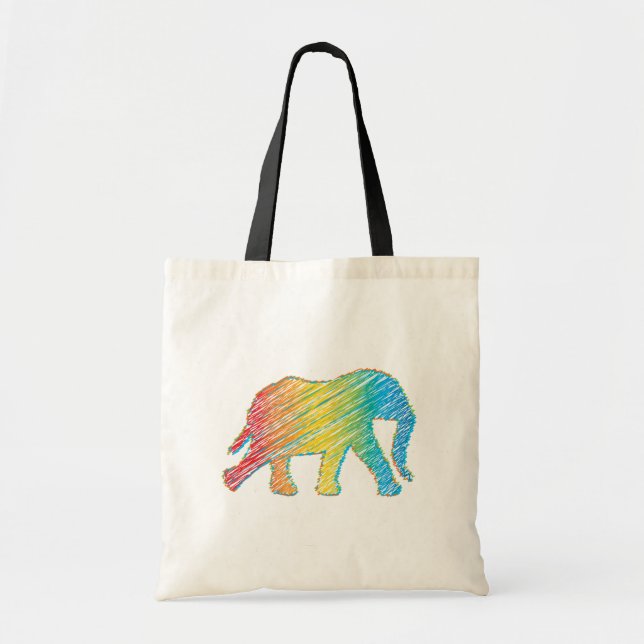 Elephant with Lines Tote Bag (Front)